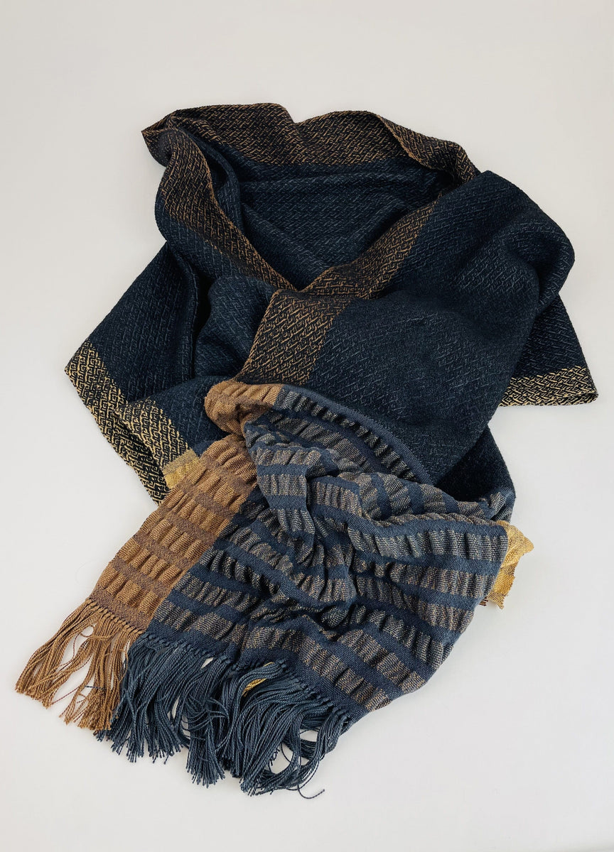 navy and gold shawl