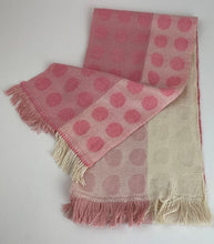 Load image into Gallery viewer, Handwoven Scarf in Pink and Cream Dots