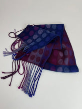 Load image into Gallery viewer, Handwoven Scarf in Violet and Blue Dots