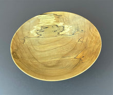 Load image into Gallery viewer,  gorgeous medium sized bowl for salad or for serving is of spalted silver maple, with warm golden tones and a complex grain and with highly sought-after spalting
