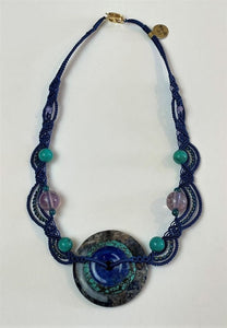 Lapiz, turquoise Pi with amethyst and turquoise beads and beading