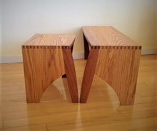 Load image into Gallery viewer, Walking Benches, red oak with mahogany accents