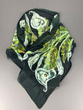 Load image into Gallery viewer, Calla Lilies on Black Silk Hand-Painted Wrap/Scarf
