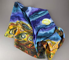 Load image into Gallery viewer, Mendo Milky Way, Hand-Painted Silk Wrap/Scarf
