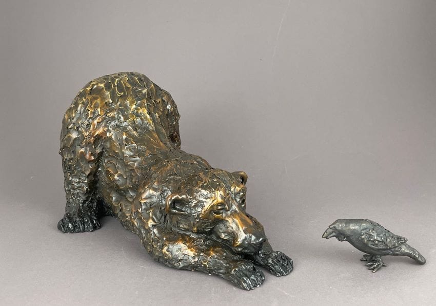 Bear Down, bronze sculpture