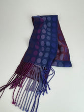 Load image into Gallery viewer, Handwoven Scarf in Violet and Blue Dots
