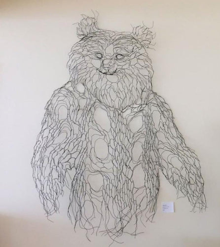 Spirit Bear wire sculpture, made with single strand spool wire