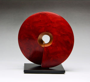 Wow, ceramic sculpture in red 12" x 12"