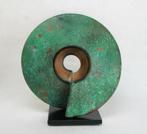 Wow, ceramic sculpture in verde patina 16" x 16"