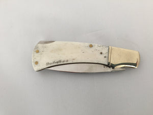 Peregrine Falcon Knife, scrimshaw on bone - The Highlight Gallery