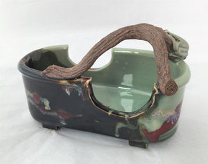 Ceramic Frog Handled Basket