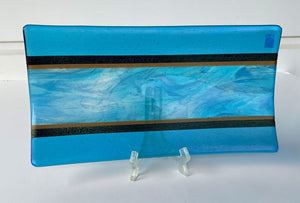 Blue Clear Swirl Glass Tray