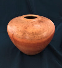 Load image into Gallery viewer, This redgum eucalyptus vessel, with lighter figured top and striped lower portion in deep red tones, is striking in form, color and figure.
