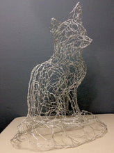 Load image into Gallery viewer, Silver Fox sculpture in aluminum wire 
