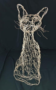 Silver Wire Cat Sculpture