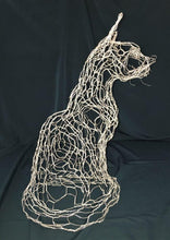 Load image into Gallery viewer, Silver Wire Cat Sculpture
