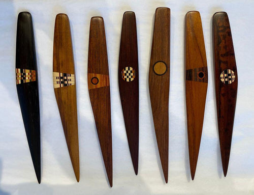  inlaid wood letter openers made from various beautiful hardwoods and exotic woods-each one is unique.