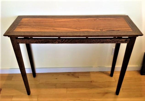 Belize rosewood console or hall table with dark wenge border and legs