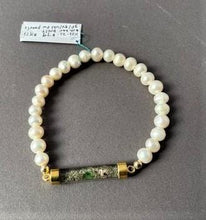 Load image into Gallery viewer, Beach Bracelets, freshwater pearls or amethyst beads on sturdy elastic with bits of the beach in a glass bar, tiny shells and seaglass in sand and water are reminders of those happy days at the sea.
