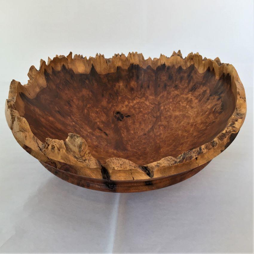 Natural edge vessel of amboyna wood 