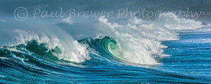 Mendocino Coast blue, emerald waves with dynamic white foam curls