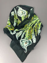 Load image into Gallery viewer, Calla Lilies on Black Silk Hand-Painted Wrap/Scarf
