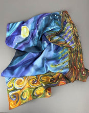 Load image into Gallery viewer, Mendo Milky Way, Hand-Painted Silk Wrap/Scarf

