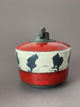 Load image into Gallery viewer, Lidded Jar with Cat Design
