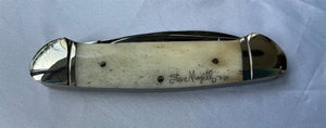 Bald Eagle Knife, scrimshaw on bone - The Highlight Gallery