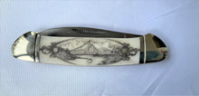 Load image into Gallery viewer, Mt. Shasta and McCloud Landscape Scrimshaw Knife #20-11
