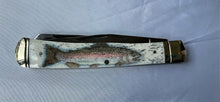 Load image into Gallery viewer, scrimshaw knife with rainbow trout 
