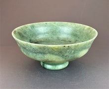 Load image into Gallery viewer, Turned green soapstone pedestal bowl
