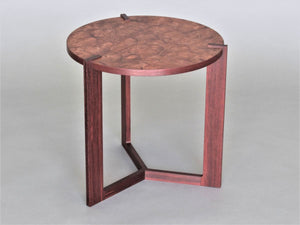 FLW Side Table in Pelin Burl with Padauk