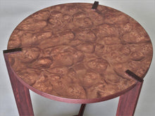 Load image into Gallery viewer, FLW Side Table in Pelin Burl with Padauk
